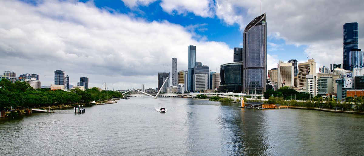 Aerial view of Brisbane city and river